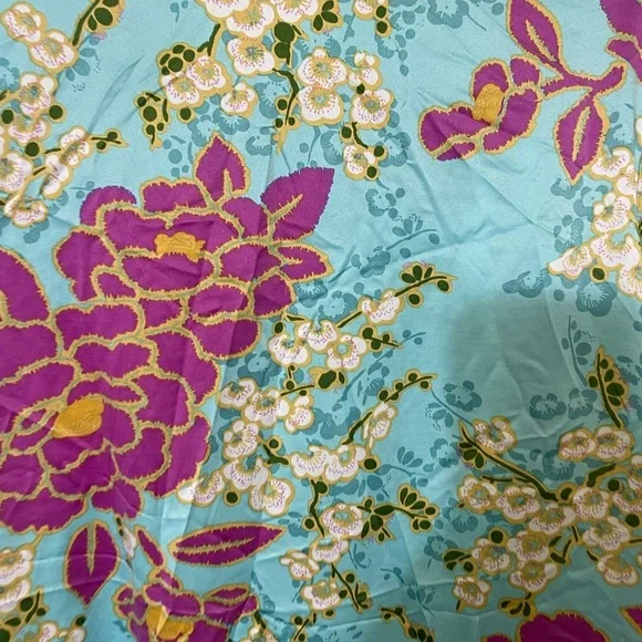 Natori Harumi Satin Pajama-Top Pull-Over Long Sleeve Floral Multicolor Women L - Picture 8 of 8